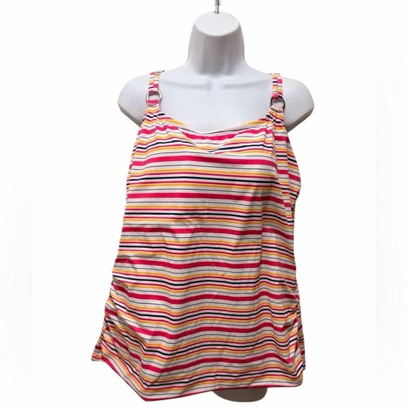 NWT Women's Bal Harbour Ring Striped Tankini Top UPF 50+ Size XXL 20 - Picture 3 of 9